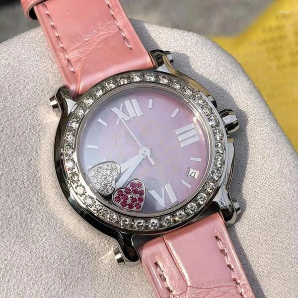 Armbanduhren Designer Vintage diamantbesetztes Stahlgehäuse Krokodillederarmband Quarzuhr 2024 Damenmode Luxus