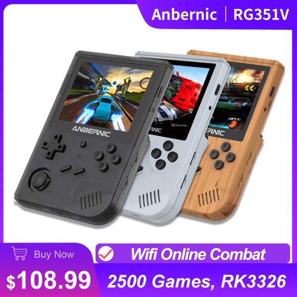 Игроки RG351V ANBERNIC Портативный игровой плеер Ретро игровая консоль RK3326 Wi-Fi Интернет IPS Экран Портативная игровая консоль Opendingux