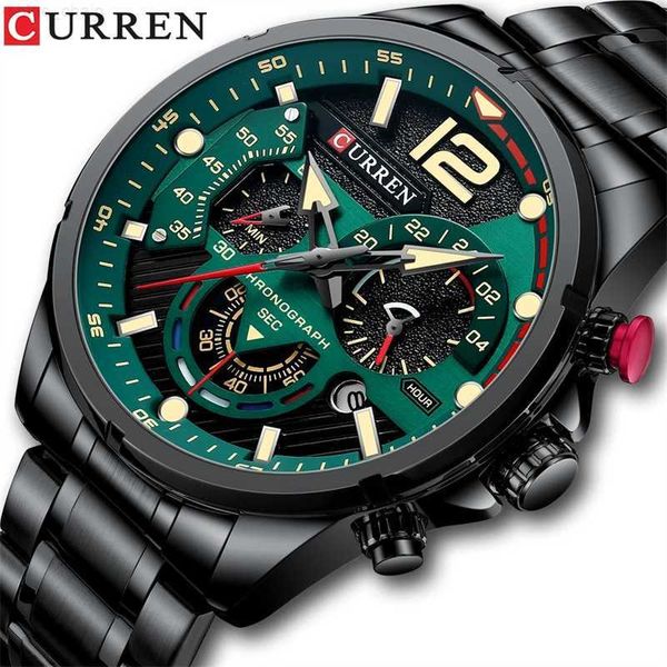 Curren Carreon 8395 Herren-Business-Armbanduhr mit Stahlband, Quarz-Kalender, sechs Nadeln, Mehrzweck-Herrenuhr, die im Dunkeln leuchtet