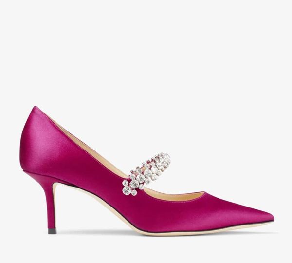 2024 Designer di lusso donna tacco sandalo impreziosito da cristalli London BING PUMP 65mm Scarpe da sposa con tacco da donna Nero Rosa Sandali con tacco alto cinturino in strass