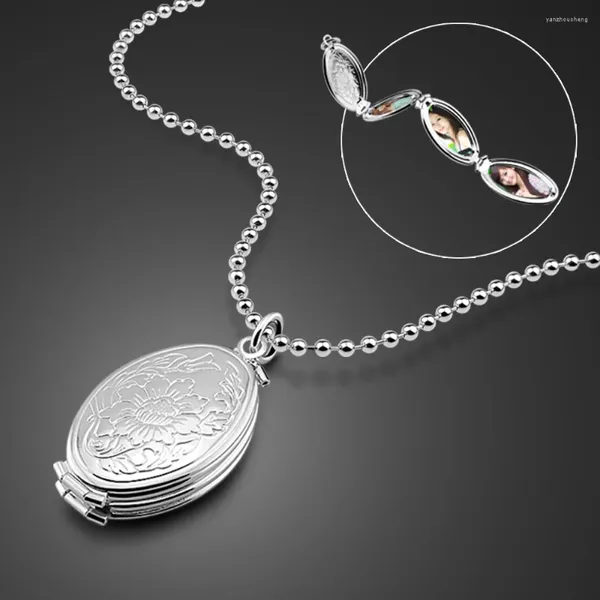 Ciondoli Collana creativa fai-da-te Po Donna Argento sterling 925 Ciondolo multistrato Gioielli peonia Regalo souvenir