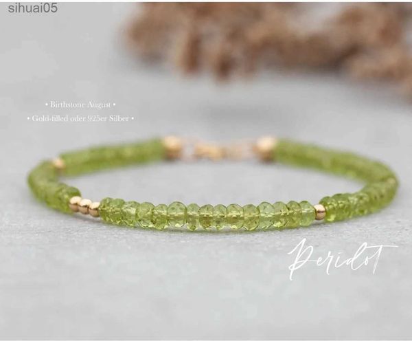 Bracciale con perline di peridoto Pietra portafortuna di agosto Pietra portafortuna di agosto Gioielli con peridoto Leo Gioielli zodiaco Gioielli in cristallo YQ240226