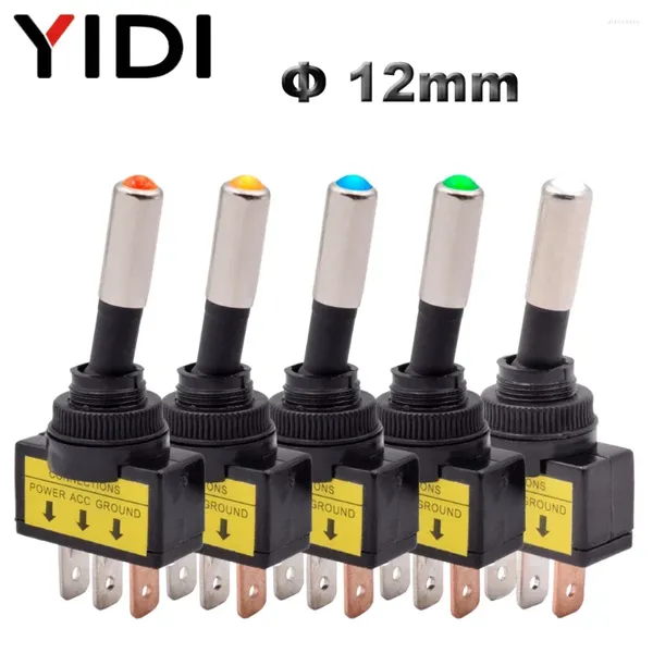 Controle de casa inteligente 5/10pcs 12mm Auto Car Iluminado Toggle Switch ASW-15D SPST 2 Posição 3PIN ON OFF 12V 24V DC Vermelho Verde Azul Amarelo