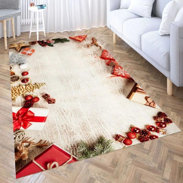 Tapetes Natal padrão 3D para sala de estar casa corredor grande tapete crianças tapete de cabeceira crianças quarto decoração grande tapete