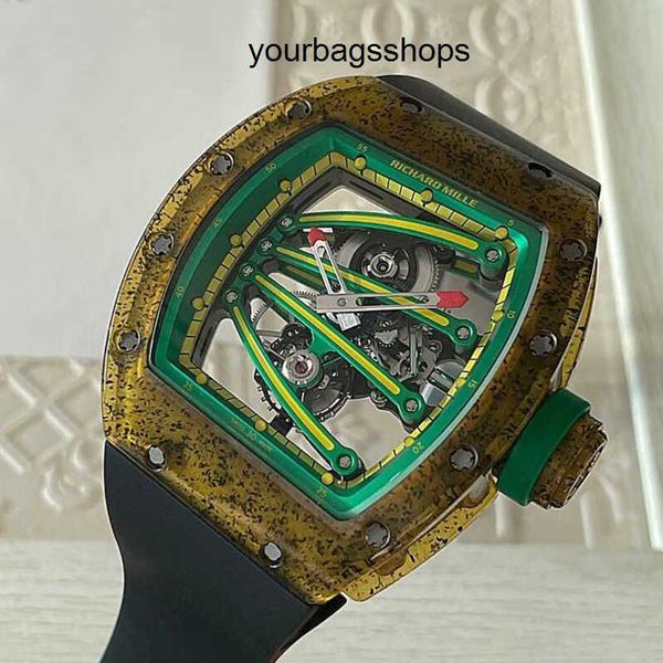 Orologio da polso meccanico con cronografo RM Orologio da polso Richarder Milles Serie Tourbillon RM59-01 Limitato a 50 orologi Kiwi in materiale nano di carbonio