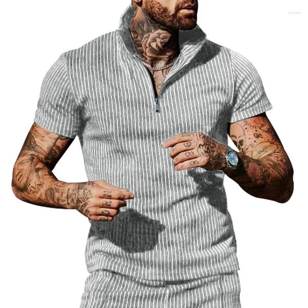 Polos masculinos homens lounge tops masculino verão impressão sólida t camisa elástica turn down colarinho curto masculino branco manga longa