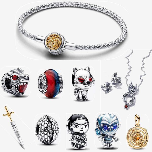 2024 NEU Heiße Verkäufe Designer-Charm-Armbänder für Frauen Sterling Silber Halskette DIY passen Pandoras Ohrringe Games of Thrones Charm-Armband-Set Schmuck Geschenk mit Box