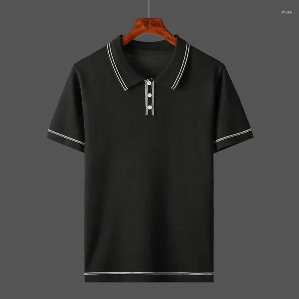 Polo da uomo stile europeo lavorato a maglia T-shirt 2024 estate vintage polo manica corta gioventù casual colletto rovesciato top D119