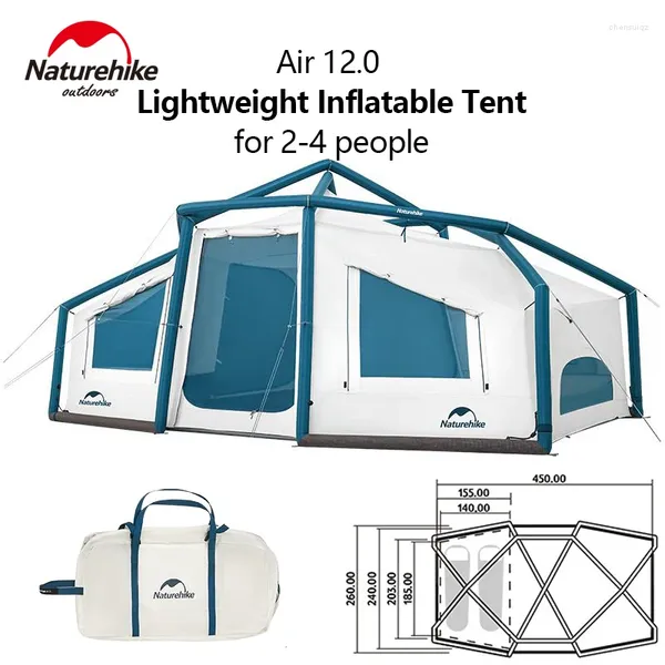 Tende e rifugi Naturehike 2-4 persone Tenda gonfiabile Famiglia Spiaggia all'aperto da campeggio con pompa ad aria Leggera 11,4 kg Impermeabile PU2000mm