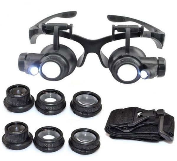 10X 15X 20X 25X Lupe Doppelte LED-Leuchten Brillen Objektiv Lupe Juwelier Uhr Reparatur Werkzeuge6025896