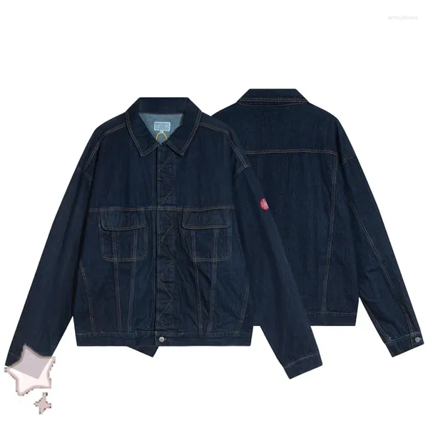 Мужские куртки CAVEMPT, винтажная стирка, синяя джинсовая повседневная свободная куртка для мужчин и женщин, карманная куртка в стиле сафари C.E