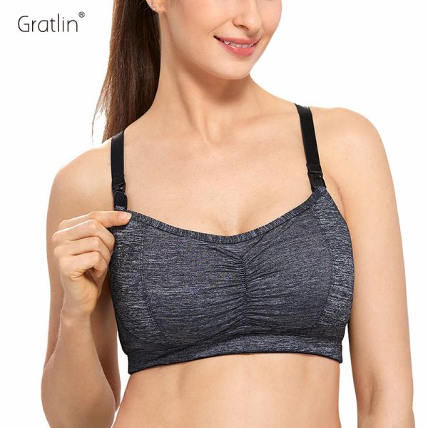 Roupa gratlin fio livre copo completo sutiã esportivo maternidade lingerie de enfermagem para mulheres grávidas racerback yoga amamentação roupas esportivas