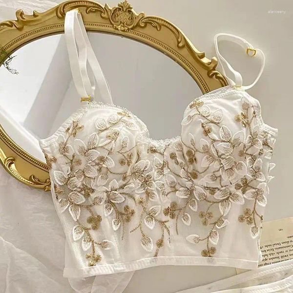 Conjuntos de sutiãs bordados rendas flores roupa interior francesa bralette sexy corpo moldar push up sutiã conjunto romântico branco preto bonito lingerie fina