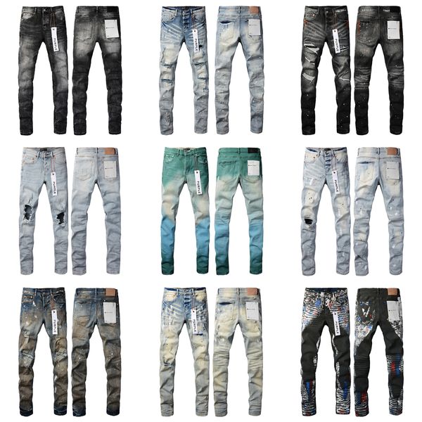 Designer Mens Jeans Roxo Marca Jeans Designer Jean Homens High-End Qualidade Design Reto Retro Streetwear Casual Sweatpants Designers Corredores Pant 001