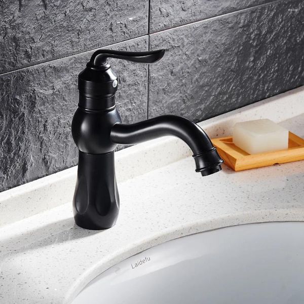 Rubinetti per lavandino del bagno Vendita di rubinetti per lavabo in rame con finitura nera Rubinetto in bronzo antico montato su piano B3250