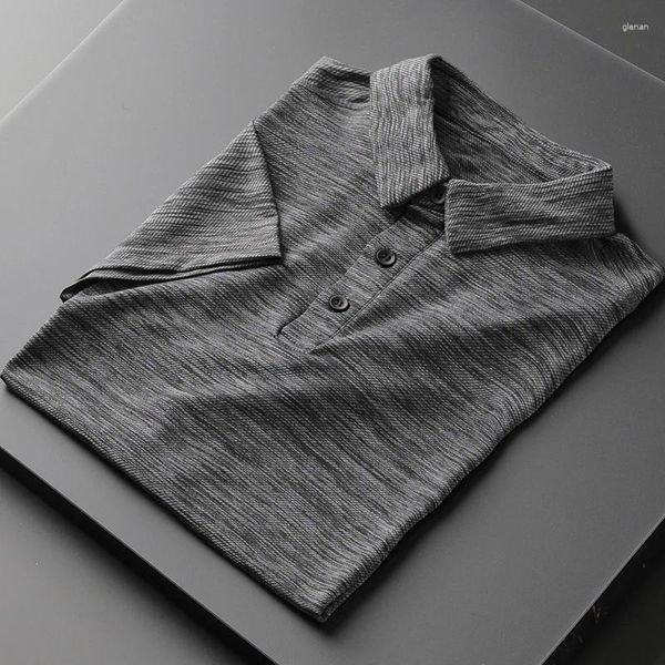 Polo da uomo Moda di arrivo Maniche corte Estate Tempo libero Camicia di mezza età e giovane Polo in seta di ghiaccio non stirata Taglia M-5XL