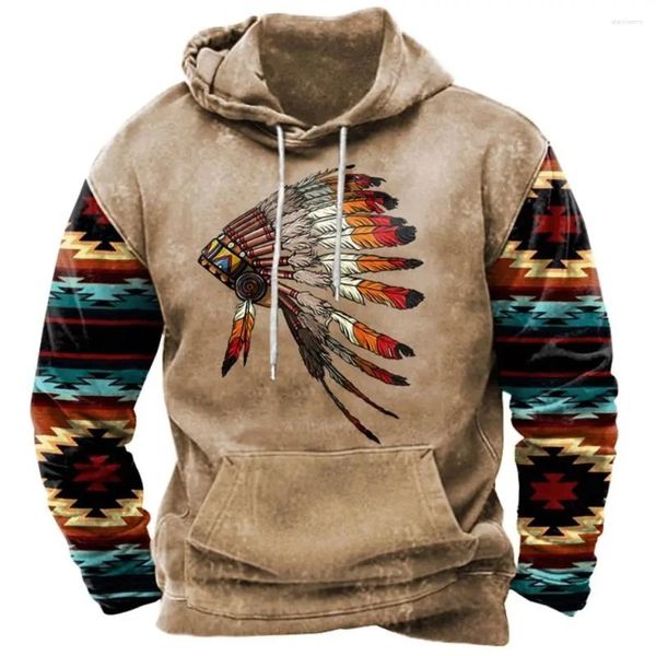 Männer Hoodies Vintage Indische Mit Kapuze Hemd Herbst Sweatshirt 2024 Harajuku Männer Kleidung Streetwear Männlichen Casual Pullover Tops