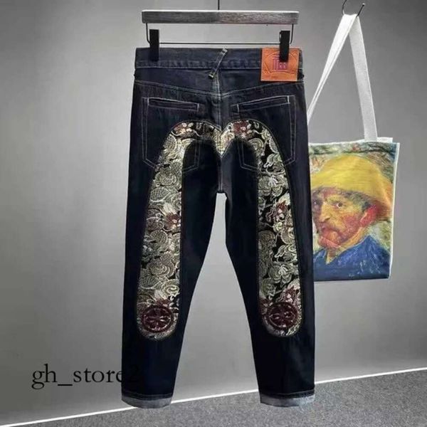 Jeans da uomo Pantaloni dritti moda Uomo Scheletro Ricamo Lavaggio Pantaloni Streetwear Abbigliamento denim per uomo Baggy T230110 70