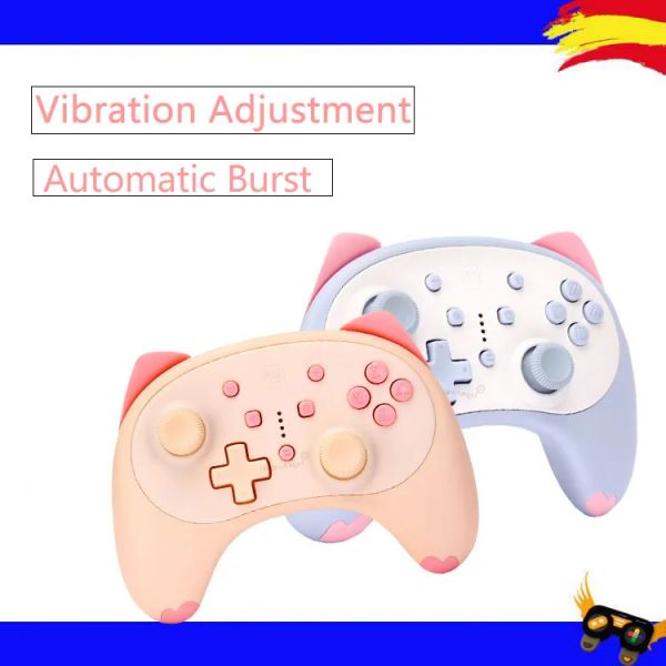 Gamepads sem fio bluetoothcompatível gato gamepad joystick console controle remoto pro wake up gamepads para nintendo switch windows/pc