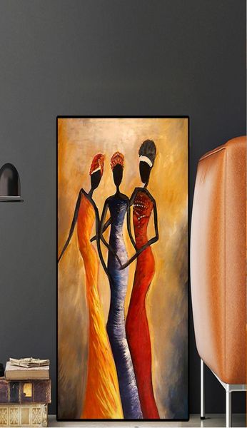 Современный стиль минимализм, винтажный портрет африканской женщины, картина маслом, настенные художественные картины, настенное искусство для гостиной, домашний декор4110346