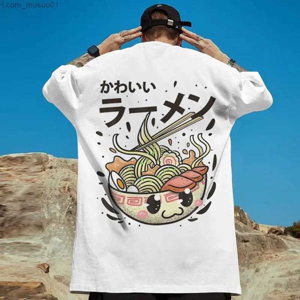 Homens camisetas Camisetas para homens 3d japonês lamian macarrão impressão roupas masculinas rua harajuku manga curta oversize t-shirt casual o-pescoço teesl2402