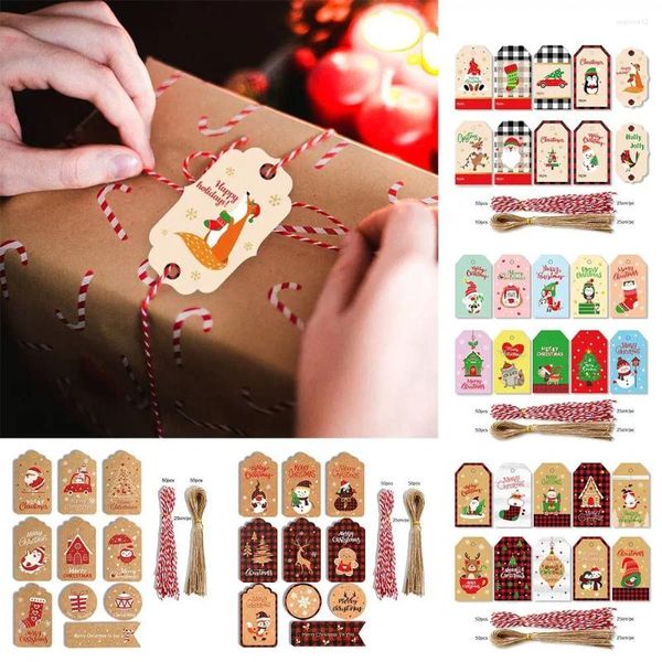 Decorazioni natalizie 100 pezzi fai da te Babbo Natale Carta Kraft Forniture per confezioni regalo Etichette etichette Tag