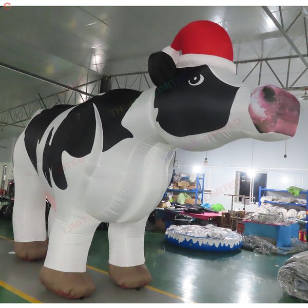 Großhandel Outdoor-Aktivitäten 10 ml (33 Fuß) mit Gebläse Red Hat aufblasbare Milchkuh-Modell 3D aufblasbare Tierkarikatur zum Verkauf