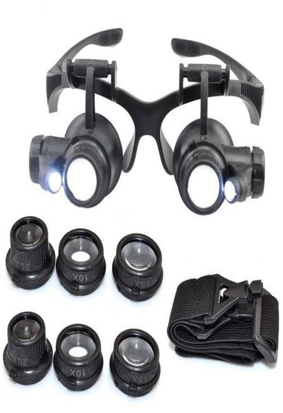 10x 15x 20x 25x büyütme cam çift LED ışıklar göz camları lens büyüteç loupe kuyumcu saat onarım araçları1742217