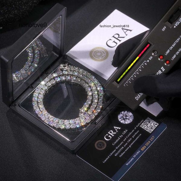 2024 novo colar de tênis designer gra hip hop jóias 2.0mm-6.5mm colar tênis corrente diamante 925 prata ouro gelado fora banhado colares jóias presente