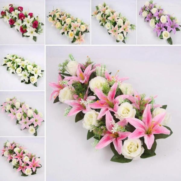 Flores decorativas 18 unidades de moda artificial delicada DIY rosa lírio para uso doméstico