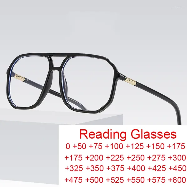 Güneş gözlüğü ins moda çokgen büyük çerçeve anti mavi ışık gözlükleri kadın erkekler basitlik çifte köprü okuma bitmiş gözlük 1.75