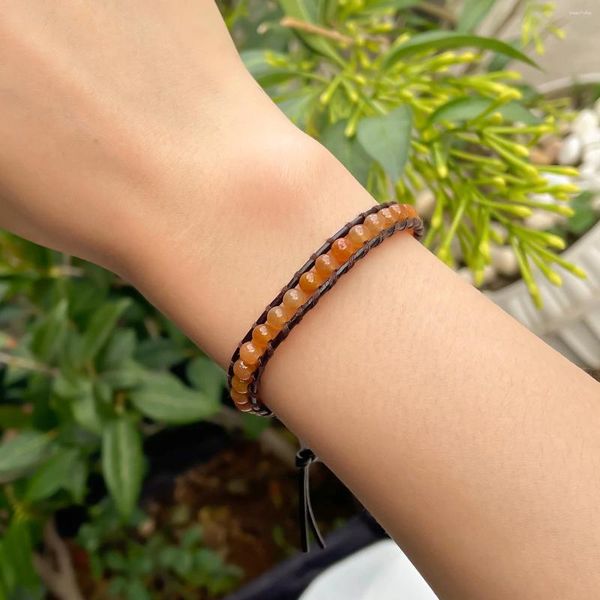 Charm Armbänder Kelitch Kristallperlen Armband Einstellbare Kette Leder Wrap Bangle Boho Frauen Mode handgefertigtes Schmuck Geschenk Großhandel Großhandel