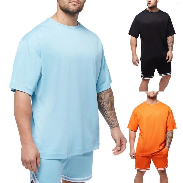 Мужские спортивные костюмы, летние спортивные шорты для фитнеса и отдыха с короткими рукавами, комплект Little Fuzzy с эффектом памяти