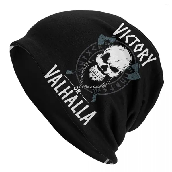 Berretti Vittoria o Valhalla Berretto vichingo Teschio con barba e rune Moda Autunno Inverno Strada Skullies Berretti Cappello Caldo cofano a doppio uso