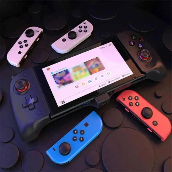 Gamepads para nintendo switch gamepad controlador de aperto portátil dupla vibração do motor embutido 6 eixos giroscópio joypad para interruptor oled