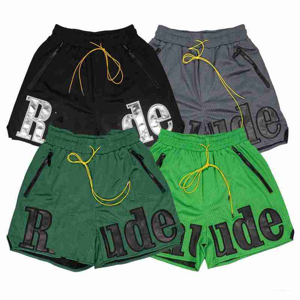 Entspannte Designer-Badeshorts für Herren, Designer-Badeshorts für Herren, Strandhose zum Schwimmen, Street Hipster, Buchstabendruck, Netzstoff, Camo, im Dunkeln leuchtend, Entspannter DesignerTQAN