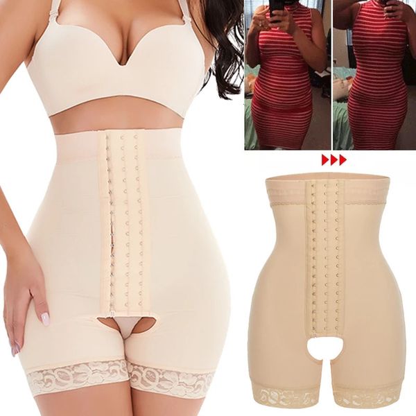 Donne Body Sculpt Shaper Vita alta Mutandine contenitive della pancia Butt Lifter Pantaloni pancia piatta Con apertura sul cavallo Fianchi Allargamento Biancheria intima 240220