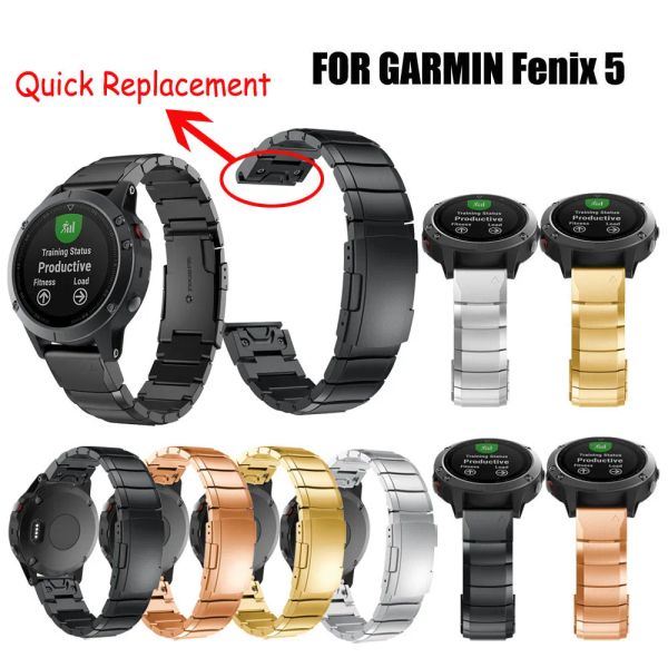 Kette 26 22 20MM Armband für Garmin Fenix 5X 5 5S 3 3HR D2 S60 GPS Uhr Quick Release Edelstahl streifen Handgelenk Band Strap