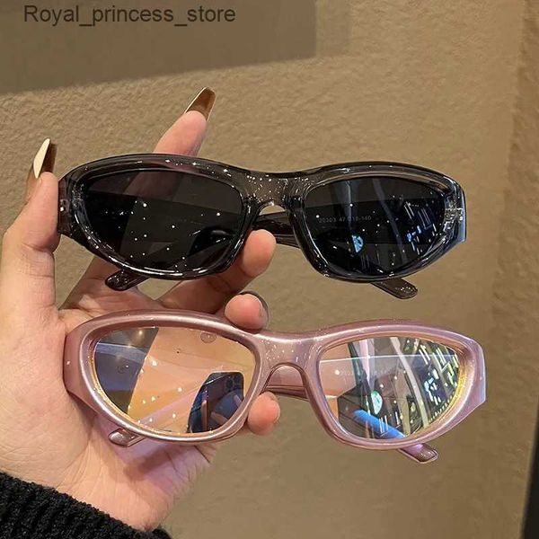 Óculos de sol Y2K estilo punk óculos de sol esportivos para mulheres óculos de sol olho de gato punk com superfícies espelhadas elegantes viseiras de sol vintage Q240226