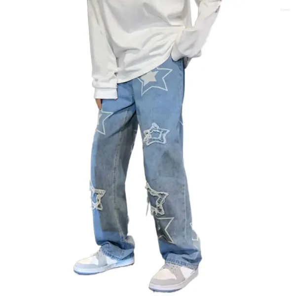 Jeans da uomo Streetwear Hip Hop Vita bassa per uomo Pantaloni moda coreana Pantaloni denim Pantaloni larghi da donna Abiti cargo