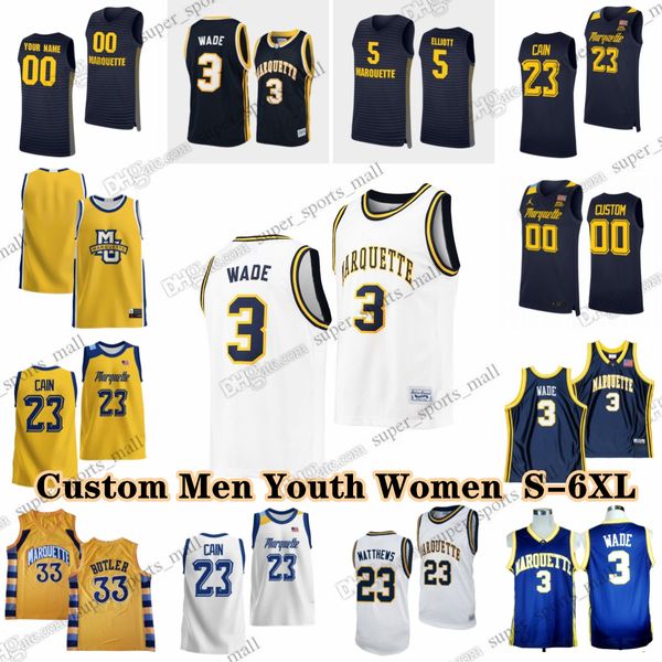 NCAA Custom S-6XL Marquette Golden Eagles College Basketball 1 Kam Jones Maglie 13 Oso Ighodaro 11 Tyler Kolek 4 Stevie Mitchell Ben Gold Tre Norman Zaide Lowery Lucas