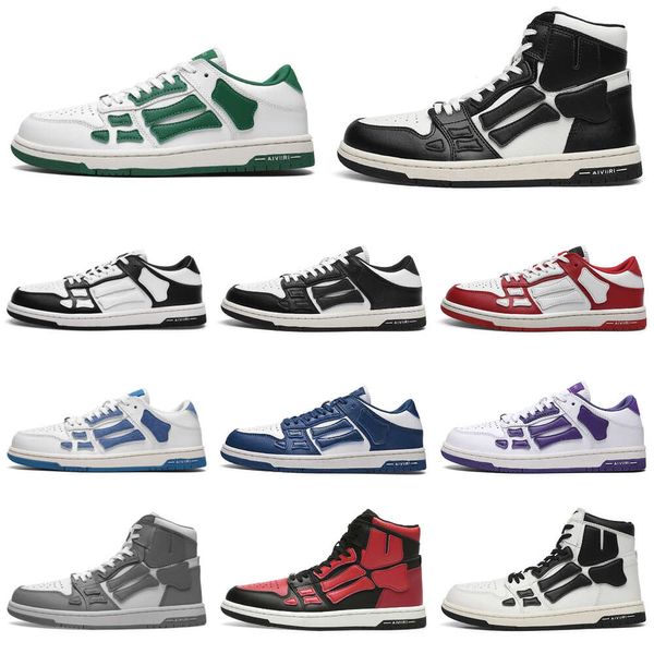 Männer Designer Sportschuhe Skelettknochen Läufer Frauen Schwarz weiß blau grüne Sportschuhe SKEL TOD LOW Echtes Leder Schnüre -up Basketball Casual Shoes S26