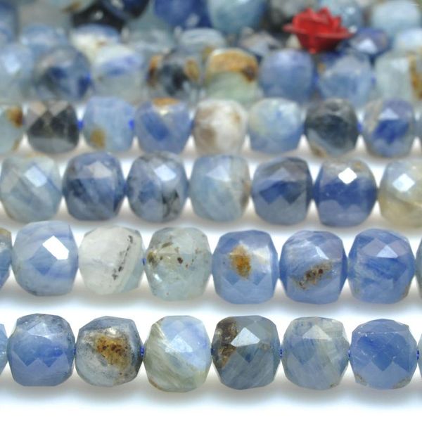 Pietre preziose sciolte Perline cubiche sfaccettate di cianite naturale Pietra preziosa blu Pietra semipreziosa all'ingrosso per la creazione di gioielli Collana di braccialetti fai da te