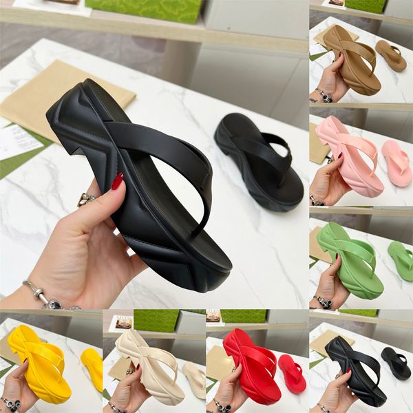 Wasserdichte Damen-Plateausandalen mit Zehenclip, mittlerer Absatz, Designer-Hausschuhe, Sommer-Luxusmode-Sandalen, Gummi-Flip-Flops, sexy Partyschuhe, dicker Absatz 5,2 cm