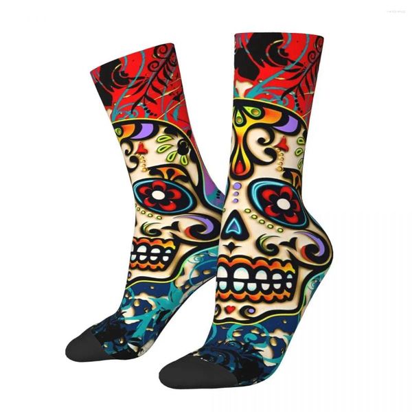 Мужские носки Сумасшедшие носки для мужчин Мексиканский череп Сахар День мертвых Dias De Los Muertos Хип-хоп Harajuku Boys Crew Повседневный подарок