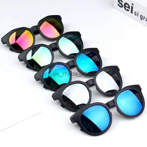 Óculos de sol Frames Kids Glasses Sunglasses Colorido espelho refletivo quente meninos meninos crianças clássicas retro fofas de sol redondo óculos uv400