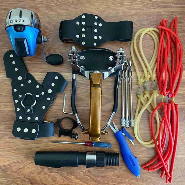 Av Slingshots Alaşım Balık Talzeti Set Yüksek hassasiyetli açık hava atış mancınık Balıkçı ile Kauçuk Bant Oyunu Dart ile Çekim YQ240226