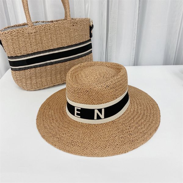 Mode Strohhut für Frau Designer Strand Hüte Sommer Gras Geflecht Luxus Herren konkave Krone Eimer Hut Bob Urlaub Sonnenhüte Casquette