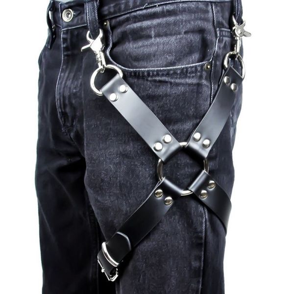 Cintos Sexy Homens Goth Pastel Pu Couro Garter Belt Cintura Correias Harness Bondage Perna Suspensórios Para Calças Jeans Acessórios1866