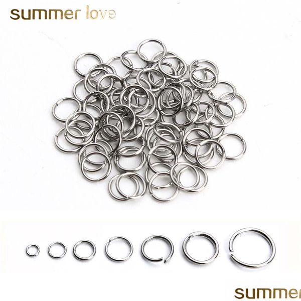 Ciondoli di alta qualità in acciaio inossidabile aperto chiuso anello di collegamento fascino per braccialetto fai da te portachiavi semplice creazione di gioielli rotondi Dhgarden Dh4W7